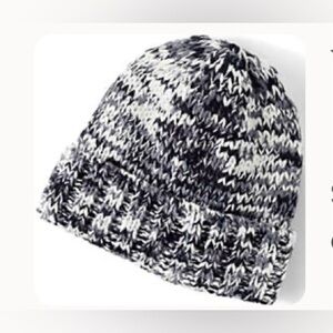 Land’s’ End Women’s Space Dye Knit Beanie in Black Marl| Size: S/M
